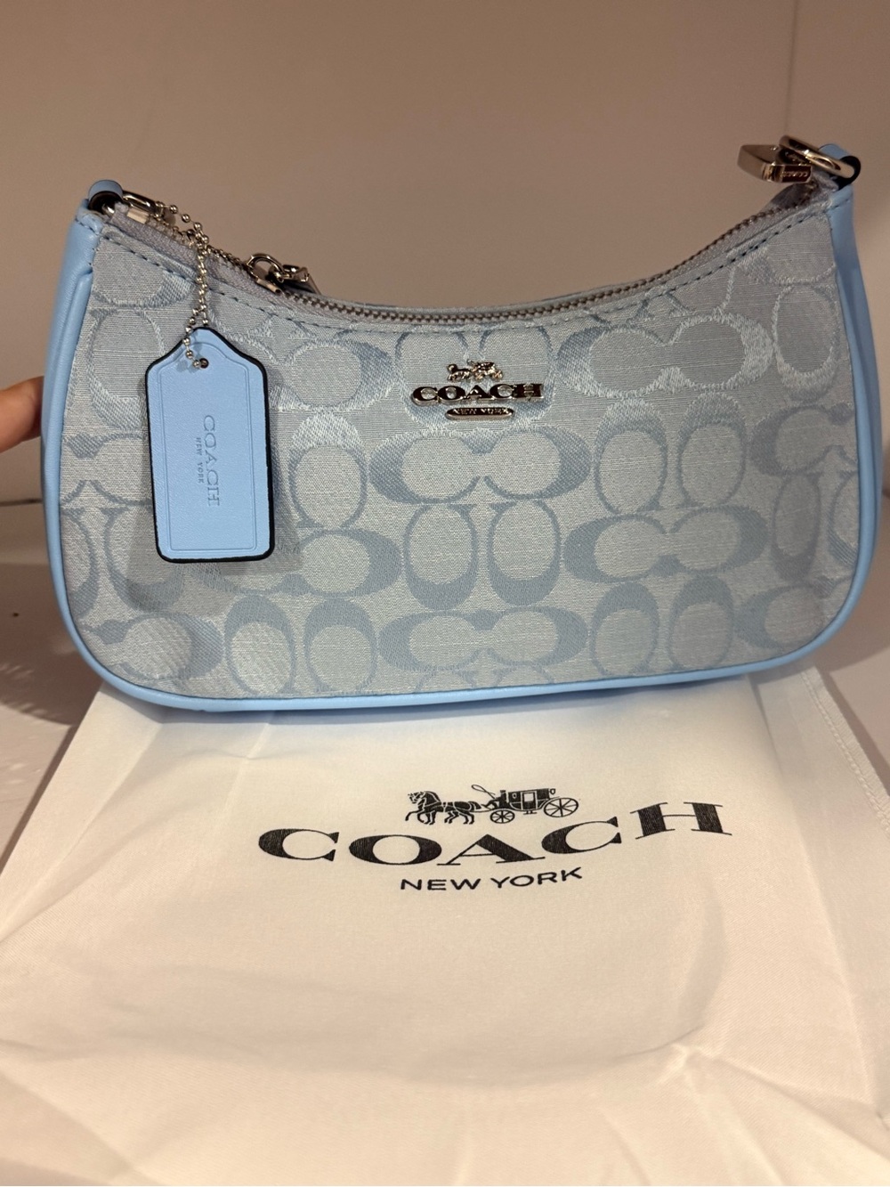 Coach Pale Blue Signature Canvas Mini Shoulder Bag